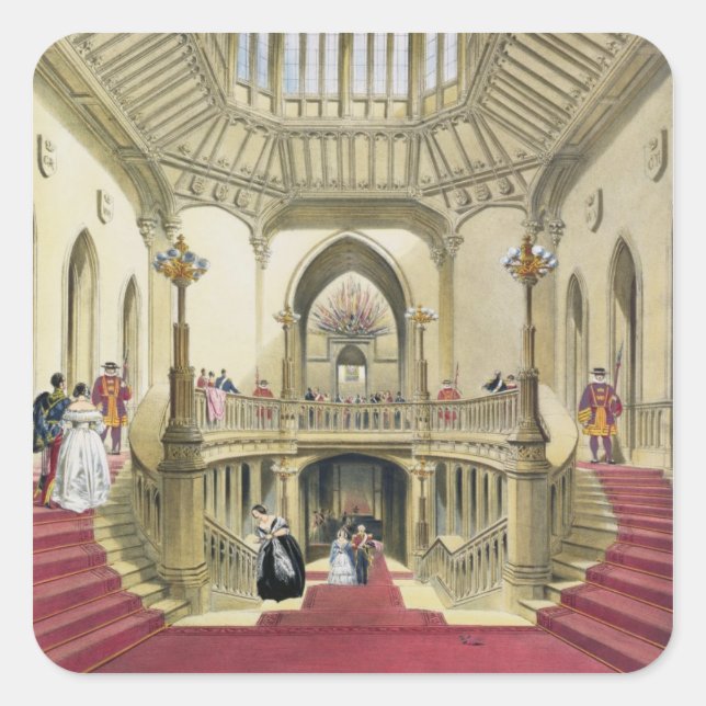 Adesivo Quadrado A Grande Escadaria, o Castelo Windsor, de "A Histo (Frente)