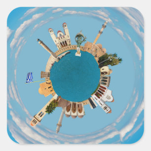 Adesivo Quadrado A Grécia da cidade de Rethymno é um pequeno marco