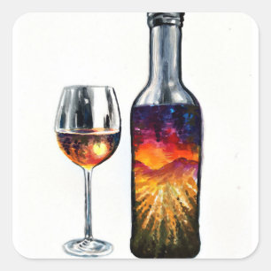 Adesivo Quadrado A história do rótulo do vinho