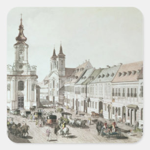 Adesivo Quadrado A igreja paroquial e o cemitério de Fauxbourg