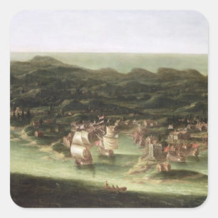 Adesivo Quadrado A ilha de Barbados, c.1694 (óleo em canvas)