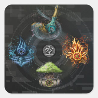 Adesivo Quadrado A ilustração de arte kanji de cinco elementos Goda