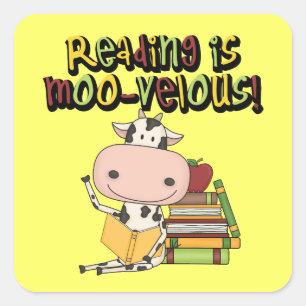 Adesivo Quadrado A leitura é MOO-velous