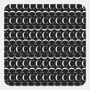 Adesivo Quadrado A letra inicial C do monograma, escolhe a cor do