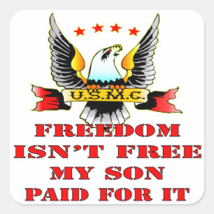 Adesivo Quadrado A liberdade do USMC não está livre meu filho pag