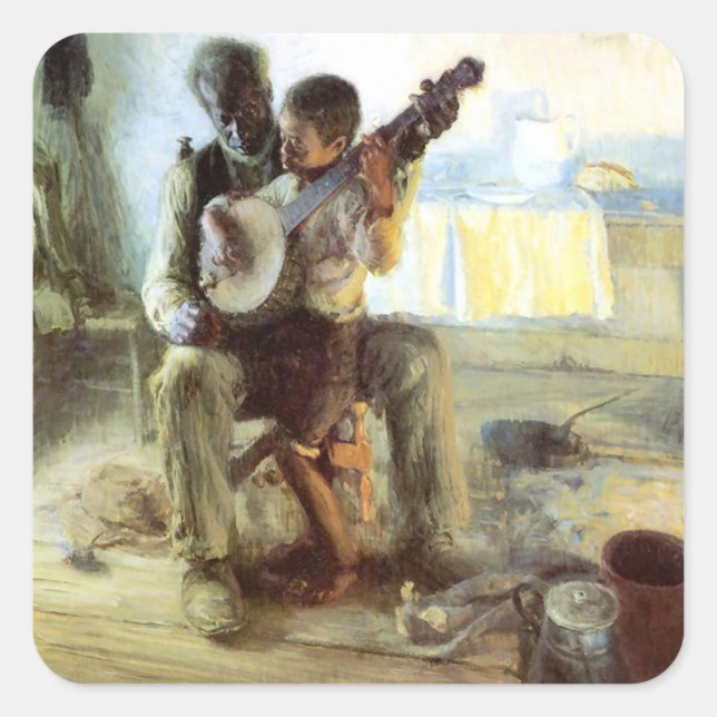 Adesivo Quadrado A Lição Banjo De Henry Ossawa Tanner (Frente)