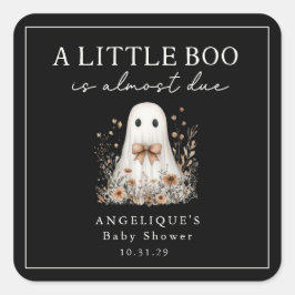 Adesivo Quadrado A Little Boo Ghost Wildflowers Baby Shower 