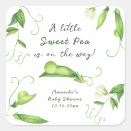 Adesivo Quadrado A Little Sweet Pea Is On The Way Baby Shower
