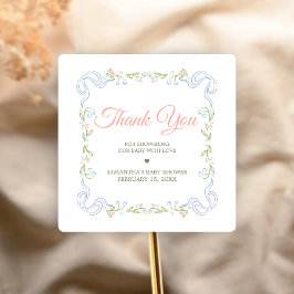 Adesivo Quadrado A Little Wildflower Baby Shower