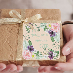 Adesivo Quadrado A Mãe Mais Amada Já Fez Rosas Selvagens De Aquarel