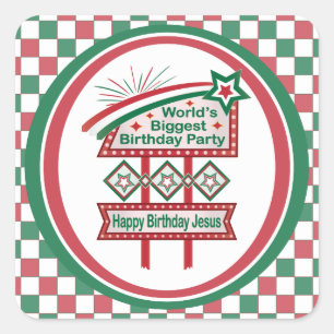 Adesivo Quadrado A maior Festa de aniversário do mundo