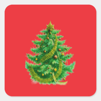 Adesivo Quadrado A Mandelbrot Christas Tree With Red & Green Bulbs