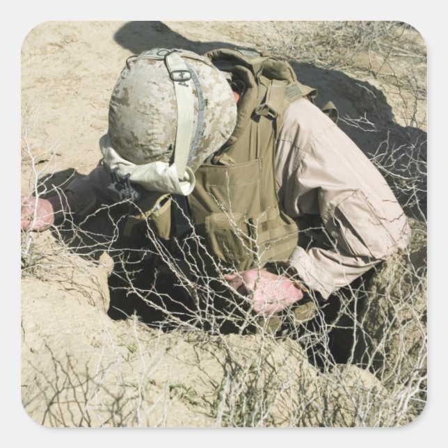 Adesivo Quadrado A Marinha dos EUA pula por um buraco (Frente)