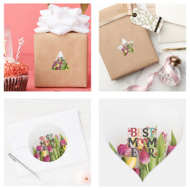 Adesivo Quadrado A Melhor Mãe De Flores E Corações Modernos