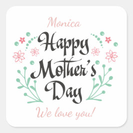 Adesivo Quadrado A melhor mãe de sempre, mãe, crianças e flores, pe