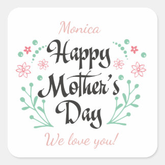 Adesivo Quadrado A melhor mãe de sempre, mãe, crianças e flores, pe