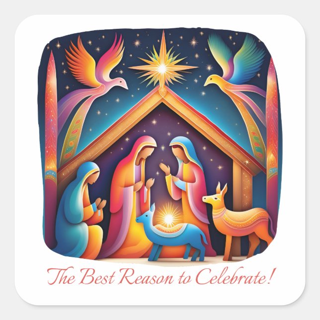 Adesivo Quadrado A Melhor Razão Para Celebrar (Frente)