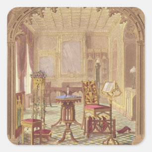 Adesivo Quadrado A mobília gótico de Pugin, por Augustus Charles