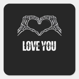 Adesivo Quadrado À Morte - Mãos Cardíacas De Esqueleto Clássicas