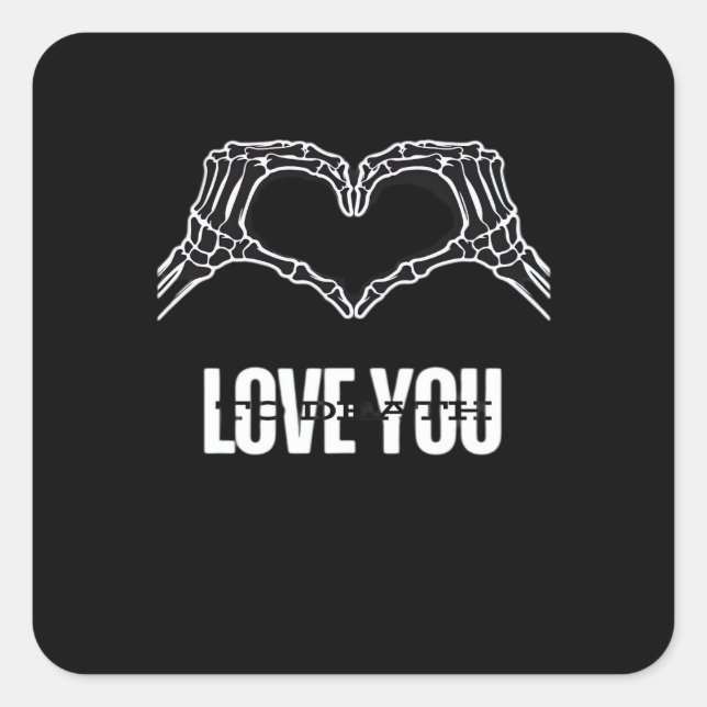 Adesivo Quadrado À Morte - Mãos Cardíacas De Esqueleto Clássicas (Frente)