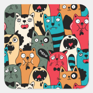 Adesivo Quadrado A multidão de gatos