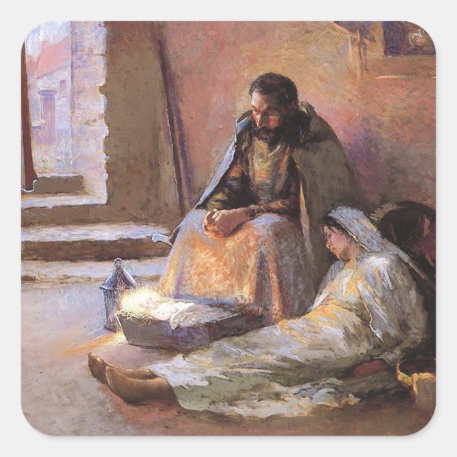 Adesivo Quadrado A Natividade De Gari Melchers (Frente)