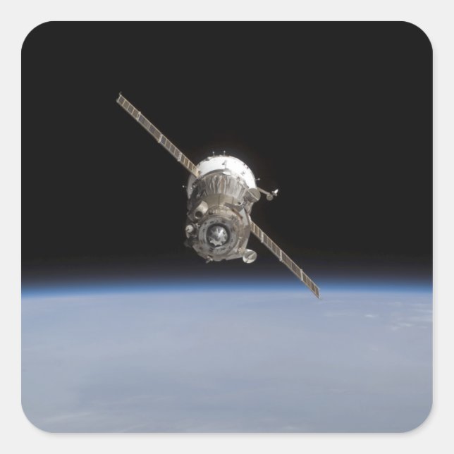 Adesivo Quadrado A nave Soyuz TMA-11 acima do cavalo da Terra (Frente)