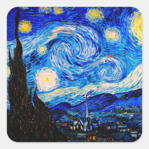 Adesivo Quadrado A Noite Estrelada de Vincent Van Gogh