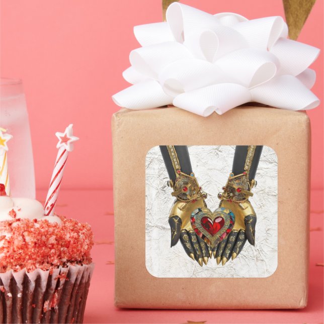 Adesivo Quadrado A oferta - Coração nas Mãos (Festa)