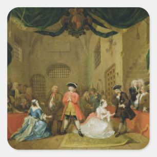 Adesivo Quadrado A ópera do mendigo, cena III, ato XI, 1729 (óleo