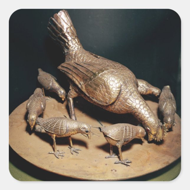 Adesivo Quadrado A Ouro Hen e seus Pintinhos (Frente)