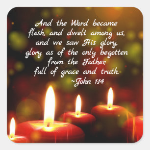 Adesivo Quadrado A palavra do 1:14 de John transformou-se Natal da