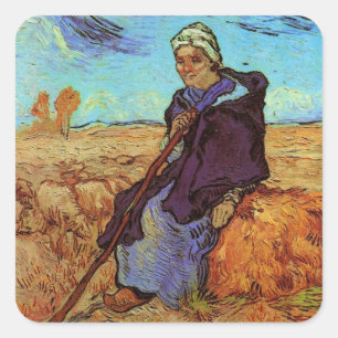 Adesivo Quadrado A Pastora (segundo Millet) por Vincent van Gogh