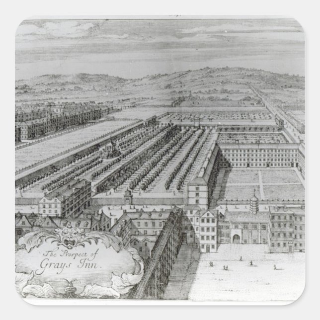 Adesivo Quadrado A perspectiva do Grays Inn, 1720 (Frente)