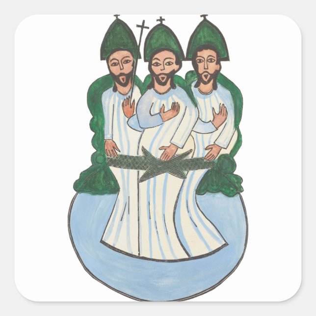 Adesivo Quadrado A pintura de arte popular da Santa Trindade (Frente)