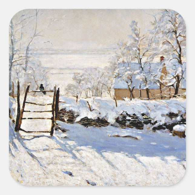 Adesivo Quadrado A pintura de Claude Monet, A Magpie, (Frente)