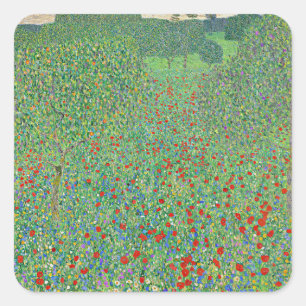 Adesivo Quadrado A pintura de Gustav Klimt, Mohnfeld