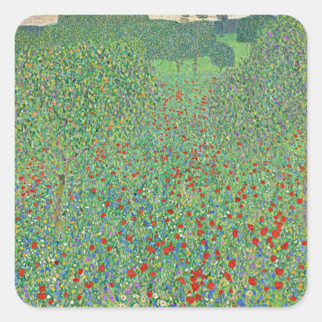 Adesivo Quadrado A pintura de Gustav Klimt, Mohnfeld (Frente)