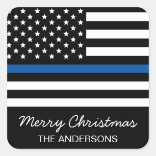 Adesivo Quadrado A polícia dilui o Natal da bandeira americana de