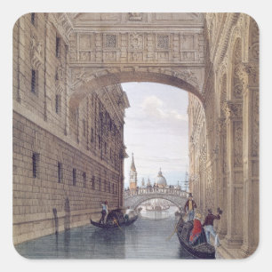 Adesivo Quadrado A ponte dos suspiros, Veneza, gravada por Lefevre