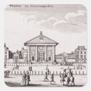 Adesivo Quadrado A praça no jardim de Covent, 1647 (gravura)