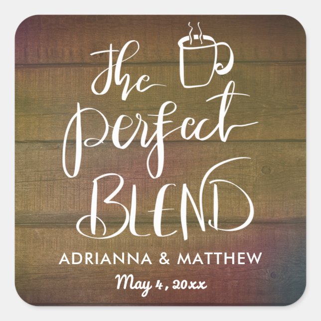 Adesivo Quadrado A Praça Perfeita De Casamento De Madeira Rústica (Frente)