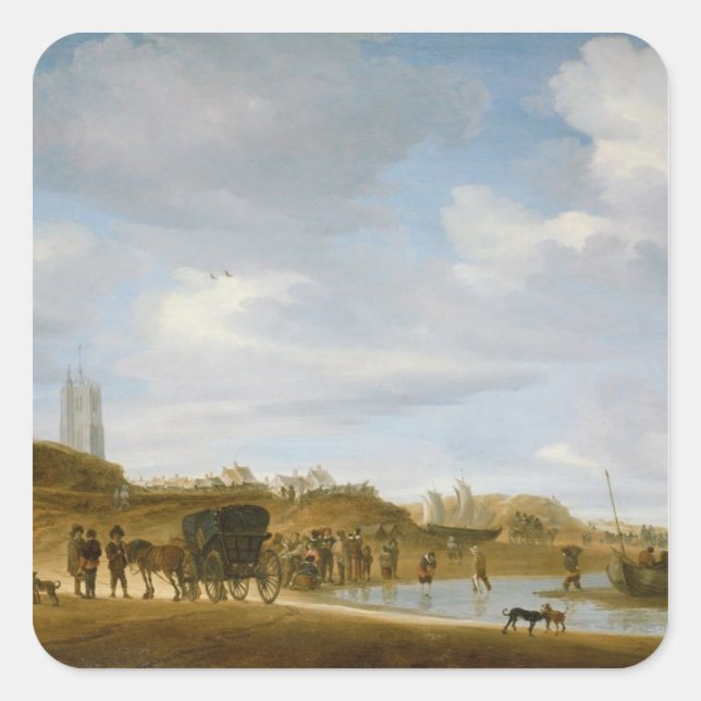 Adesivo Quadrado A praia em Egmond-an-Zee (Frente)