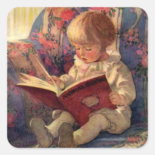 Adesivo Quadrado "A Quiet Corner", por Jessie Willcox Smith (Frente)