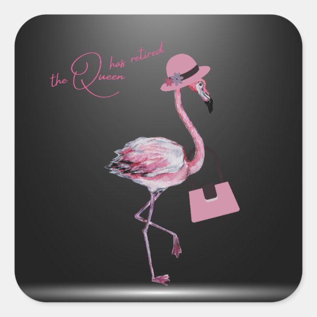 Adesivo Quadrado A Rainha Aposentou O Chic Pink Flamingo (Frente)