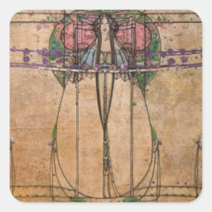 Adesivo Quadrado A Rainha de maio por Margaret Macdonald Mackintosh
