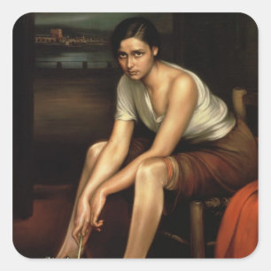 Adesivo Quadrado A rapariga de fascínio