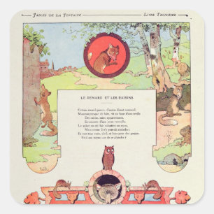 Adesivo Quadrado A raposa e as uvas