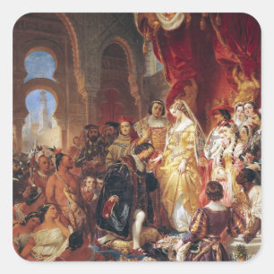 Adesivo Quadrado A recepção de Cristóvão Colombo