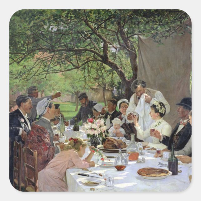 Adesivo Quadrado A Refeição do Casamento em Yport, 1886 (Frente)